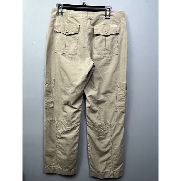 Royal Robbins Cargo Pants Womens 6 Beige Green Roll Tab Hem Pockets Canvas Hike - Picture 2 of 8